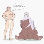 2024 4_toes abs ambiguous_feral ambiguous_gender areola armband astarion_(baldur's_gate) baldur's_gate baldur's_gate_3 barefoot bear belly_hair bestiality biceps biped black_eyes black_text blush blush_lines body_hair bottomwear brown_bear brown_body brown_claws brown_fur brown_nose bulge chest_hair claws clothed clothing deltoids detailed_bulge dialogue elf english_text eye_roll eyebrows feet feral fur group hair halsin_(baldur's_gate) hands_on_own_hips hi_res humanoid humanoid_on_feral humanoid_pointy_ears larian_studios loincloth long_hair looking_at_another male male/ambiguous male_humanoid mammal muscular muscular_humanoid muscular_male navel nude nude_humanoid nude_male obliques orange_eyebrows orange_hair pawpads pecs petting pink_tongue plantigrade pointy_ears purple_body purple_skin short_hair simple_background sitting snout speech_bubble stubble talking_to_another tan_pawpads teeth text toes tongue topless topless_humanoid topless_male toxosalvaxe trio ursine white_background white_bottomwear white_clothing white_eyebrows white_hair white_loincloth wide_eyed wristband