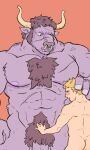 2024 2_horns 5_fingers abdominal_scar abs anthro areola black_eyes blonde_eyebrows blonde_hair blush body_hair bovid bovine butt cattle chest_hair chest_scar colored_nails curved_horn delicious_in_dungeon duo european_mythology eyebrows facial_hair facial_piercing facial_scar fingernails fingers fur greek_mythology grey_fingernails grey_hair grey_nails grey_nose grey_pubes hair hand_on_crotch hand_on_hand horn human human_on_anthro interspecies laios_touden larger_anthro looking_down male male/male male_anthro male_human mammal minotaur muscular muscular_anthro muscular_male mythology nails navel nose_piercing nose_ring nude nude_anthro nude_human nude_male pecs piercing pink_areola pink_teeth pubes purple_body purple_fur ring_piercing scar septum_piercing septum_ring short_hair sideburns size_difference smaller_human snout tan_horn teeth toxosalvaxe