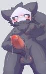 2025 4_fingers absurd_res anthro balls black_balls black_body black_fur black_penis bodily_fluids canid canine censored changed_(video_game) chest_tuft erection fingers foreskin frenulum fur fur_tuft genital_fluids genitals glans hand_on_penis hi_res holding_penis light_body light_fur male mammal multicolored_penis penis pink_foreskin pink_glans pink_penis popkage precum precum_on_penis puro_(changed) solo tuft