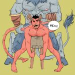 2_horns 5_toes abs anal anal_penetration animal_humanoid animal_noises anthro areola arm_scar armwear bent_over biceps biped black_eyebrows black_hair black_text blue_body blue_fur blue_hooves blue_tail_tuft body_hair bovid bovid_humanoid bovine bovine_humanoid breeding_mount brown_armwear brown_clothing brown_horn chest_hair chest_scar clothing cloven_hooves demon demon_humanoid duo english_text european_mythology eyebrows faceless_character faceless_humanoid faceless_male fangs feet fur greek_mythology green_background grey_body grey_skin grey_tail hair hi_res hooves horn horn_grab humanoid humanoid_on_anthro humanoid_on_humanoid humanoid_penetrated humanoid_penetrating humanoid_penetrating_humanoid humanoid_pointy_ears long_tail male male/male male_penetrated male_penetrating male_penetrating_male mammal mammal_humanoid minotaur mooing mostly_nude mostly_nude_humanoid mostly_nude_male muscular muscular_humanoid muscular_male mythology nails nipples nude nude_humanoid nude_male obliques one_eye_closed pecs penetration penile penile_penetration penis_in_ass pink_areola pink_nipples plantigrade pointy_ears red_areola red_body red_skin red_tail red_tongue scar sex short_hair simple_background size_difference smaller_penetrated spade_tail speech_bubble tail tail_grab tail_tuft tan_teeth teeth text toenails toes tongue toxosalvaxe tuft unguligrade yellow_eyes