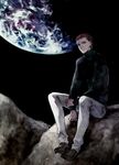  android blue_eyes brown_hair kurosuke_(nora) planet r_daneel_olivaw sitting space the_caves_of_steel 