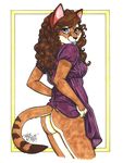  absurd_res anthro butt feline female hi_res looking_at_viewer mammal pinup pose solo terrie_smith traditional_media 