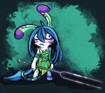 2023 accessory allegra_(mario_plus_rabbids) altermentality anklet anthro arm_tuft blue_eyes blue_hair bodypaint buckteeth cheek_tuft closed_frown clothed clothed_anthro clothing colored digital_drawing_(artwork) digital_media_(artwork) dipstick_ears dress ear_markings english_description face_paint facial_tuft featureless_feet feet female female_anthro flat_chested frown full-length_portrait fully_clothed fully_clothed_anthro fur green_background green_clothing green_dress green_hair_tie green_inner_ear hair hair_accessory hair_tie holding_tuning_fork jewelry lagomorph leaf_dress light lighting long_ears long_hair mammal mario_plus_rabbids_sparks_of_hope mouth_closed multicolored_ears necklace noseless portrait purple_ear_tips rabbid raving_rabbids rayman_(series) shaded shoulder_tuft simple_background solo standing teeth tuft tuning_fork ubisoft white_body white_fur