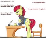  amber_eyes apple_bloom_(mlp) bottomless chair clothing cutie_mark deck english_text equine female feral freckles friendship_is_magic hair horse madhotaru mammal my_little_pony plain_background pony puddle pussy pussy_juice red_hair solo tears text white_background 