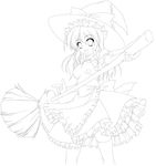  greyscale hat highres kamiya_tomoe kirisame_marisa lineart monochrome solo touhou witch witch_hat 