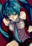  bad_id bad_pixiv_id bare_shoulders detached_sleeves green_eyes green_hair hatsune_miku kusumori_shiba long_hair necktie solo twintails vocaloid 