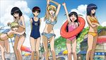  artist_request bikini blonde_hair day innertube multiple_girls one-piece_swimsuit sarah_adiemus sawachika_eri school_rumble school_swimsuit stretch suou_mikoto swimsuit takano_akira tsukamoto_tenma tsukamoto_yakumo 