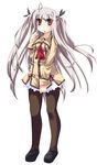  ahoge alfred hair_ribbon highres long_hair original pantyhose purple_eyes ribbon school_uniform solo white_hair 