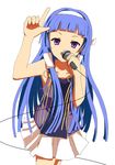  bad_id bad_pixiv_id bangs blue_hair blunt_bangs hair_tubes highres kannagi kuroi_hitsuji long_hair microphone nagi solo 