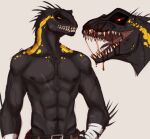 abs anthro dinosaur dromaeosaurid fangs hi_res indoraptor jurassic_park jurassic_world male muscular muscular_anthro muscular_male nipples open_mouth pecs reptile ripper_(jurassic_world) saltyserpent scalie scar sharp_teeth solo teeth theropod universal_studios velociraptor