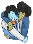 2024 3:4 5_fingers andy_(snoot_game) anne_frank_(snoot_game) anthro banco black_hair blue_body blue_scales digital_drawing_(artwork) digital_media_(artwork) dinosaur duo embrace eyelashes eyes_closed female fingers green_body green_scales hair hug male male/female multicolored_body multicolored_scales orange_body orange_scales ornithischian reptile scales scalie short_hair simple_background smile snoot_game snout stegosaurian stegosaurus thyreophoran two_tone_body two_tone_scales white_background