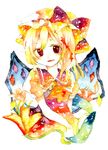  colorful flandre_scarlet flower highres legomaru solo touhou traditional_media watercolor_(medium) 