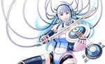 android blue_hair doll_joints exit_trance helmet instrument navel original red_eyes seo_hiroshi solo violin 