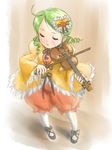  ahoge closed_eyes dress drill_hair ginjyasei green_hair instrument kanaria rozen_maiden solo violin 