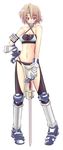  bahamut_lagoon blush boots gauntlets headband highres jeanne_(bahamut_lagoon) loincloth midriff sai_koro solo sword thighs weapon 