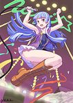  bad_id bad_pixiv_id bangs blue_hair blunt_bangs boots confetti idol jumping kannagi knee_boots long_hair microphone miniskirt nagi neon_lights panties pleated_skirt skirt solo stage thighs underwear white_skirt yonezawa_mao 