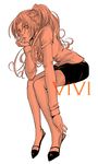  artist_request long_hair monochrome nefertari_vivi one_piece pencil_skirt ponytail skirt solo 