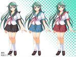  aiganshimai alternate_color breasts green_eyes green_hair honda_naoki impossible_clothes impossible_shirt large_breasts long_hair mogami_yuuho non-web_source plaid plaid_skirt school_uniform serafuku shirt skirt 