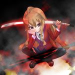  aisaka_taiga kakenore left-handed solo sword thighhighs toradora! weapon 