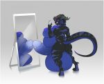 anthro balls big_breasts blue_eyes blue_penis breasts cmitchell cock_vore dragon electronics genitals herm hi_res horn hyper intersex long_tail mirror penile penis phone solo stripes tail vore