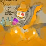 alcohol anthro anus balls beverage big_butt biohazard_symbol blush bodily_fluids bone butt digital_media_(artwork) domestic_cat drunk fanning_nose fart fart_cloud fart_fetish feces felid feline felis femboy freeway_(freewaythecat) freewaythecat fur genitals grey_body hair hazard_symbol hi_res huge_butt male mammal mask nude orange_body orange_fur puffy_anus raised_tail simple_background skull skull_mask solo spiral_eyes substance_intoxication symbol tail text tongue traffic_cone