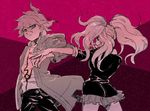  1girl danganronpa danganronpa_1 enoshima_junko hood hoodie jacket knife komaeda_nagito long_hair nail_polish pall skirt sleeves_rolled_up smile super_danganronpa_2 twintails 