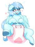 absurd_res big_diaper blue_body blue_eyes blue_fur blue_hair blush clothed clothing czu diaper diaper_fetish diaper_only equid equine eyebrow_through_hair eyebrows fan_character feral fur hair hasbro heart_symbol hi_res hooves male mammal my_little_pony mythological_creature mythological_equine mythology pegasus pink_diaper simple_background solo topless translucent translucent_hair wearing_diaper white_background white_diaper wings