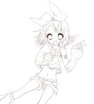  highres inaresi kagamine_rin lineart monochrome open_mouth short_hair smile solo vocaloid 