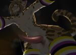 animal_genitalia animal_penis anthro arm_warmers armwear bodily_fluids brown_hair chatski clothing ear_piercing ear_ring eyewear fangs felid feline feline_genitalia feline_penis genital_fluids genitals glasses hair hi_res legwear leopardus lgbt_pride licking licking_lips looking_at_viewer looming_over male mammal markings nonbinary_(lore) nonbinary_pride_colors ocelot othello_(othelloocelot) penis piercing precum pride_colors ring_piercing sabertooth_(anatomy) solo spots spotted_body spotted_nose teeth thigh_highs tongue tongue_out wearing_glasses