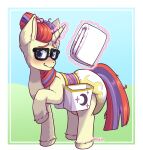 absurd_res ageplay ambiguous_gender blush clothed clothing diaper equid equine feral fur hair hasbro hi_res horn horse infantilism magic_user mammal mouth_closed my_little_pony pony purple_eyes purple_hair purple_tail red_hair red_tail riddlr roleplay side_view solo tail wearing_diaper white_diaper yellow_body yellow_diaper yellow_fur yellow_horn