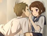  1girl brown_eyes brown_hair eye_contact fukube_satoshi hyouka ibara_mayaka looking_at_another pink_eyes rito453 school_uniform serafuku short_hair 