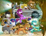  2013 amber_eyes applejack_(mlp) back_to_the_future barrel berry_punch_(mlp) black_hair blonde_hair blue_eyes blue_hair bonbon_(mlp) bow_(stringed_instrument) bow_tie brown_hair car cowboy_hat cutie_mark delorean derpy_hooves_(mlp) disembodied_hand doctor_whooves_(mlp) drooling english_text engrishman equine eyewear female feral freckles friendship_is_magic green_eyes group hair hat horn horse lyra_(mlp) male musical_instrument my_little_pony octavia_(mlp) pony purple_eyes riding saliva sunglasses tears text tongue tongue_out two_tone_hair unicorn vinyl_scratch_(mlp) 