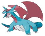  animal_focus claws dragon dragon_wings fangs full_body highres no_humans official_art open_mouth pokemon pokemon_(creature) pokemon_focus pokemon_rse red_wings salamence solo sugimori_ken third-party_source transparent_background v-shaped_eyes wings 
