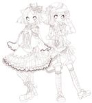  1girl brother_and_sister hat highres inaresi kagamine_len kagamine_rin lineart looking_at_viewer monochrome short_hair siblings vocaloid 