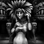 american_mythology animal_humanoid anthro aztec_mythology breasts clothed clothing collar complextree digital_media_(artwork) feathers female humanoid hybrid hyenamexa looking_at_viewer mesoamerican_mythology mythological_creature mythology nipples nude_anthro reptile reptile_humanoid scalie scalie_humanoid smile snake solo teeth tongue tongue_out