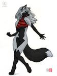  4_toes bottomless breasts canine claws clothed clothing digitigrade edit female fox hair half-dressed hindpaw kacey mammal open_mouth paws plain_background pussy recolor shirt silver_fox sketch skimpy solo standing toes under_boob white_background 