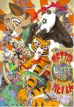  anthro bear better_late_than_never brown_eyes butt chain clothing comic cover_page daigaijin english_text feline female green_eyes group kung_fu_panda male mammal master_tigress master_viper mei_ling panda po red_eyes reptile scalie snake su_wu text tiger wan_wu wing_wu wu_sisters 