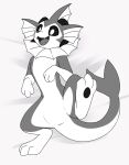 absurd_res ambiguous_gender anthro bedding bedding_background ear_frill eeveelution fangs featureless_crotch forked_tail frill_(anatomy) generation_1_pokemon gloves_(marking) head_crest head_frill hi_res horn leg_markings markings martinballamore monochrome neck_frill nintendo open_mouth open_smile pokemon pokemon_(species) semi-anthro smile socks_(marking) solo tail teeth tongue unusual_anatomy unusual_tail vaporeon