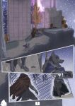 anthro armor blaidd_(elden_ring) canid canine canis detailed_background duo elden_ring female foxolex fromsoftware hi_res human male male/female mammal plate_armor size_difference tarnished_(elden_ring) wolf