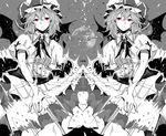  bad_id bad_pixiv_id brooch character_name greyscale hat hat_ribbon jewelry kyer monochrome moon puffy_short_sleeves puffy_sleeves red_eyes remilia_scarlet ribbon short_hair short_sleeves symmetry touhou 