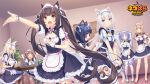  6+girls :3 :d :o animal_ear_fluff animal_ears apron arm_up azuki_(nekopara) bell blonde_hair blue_bow blue_eyes bow breasts brown_hair brown_tail cat_ears cat_girl cat_tail chocola_(nekopara) cinnamon_(nekopara) closed_eyes coconut_(nekopara) copyright_name door fake_animal_ears fern fishnet_pantyhose fishnets green_bow green_eyes green_shoes heterochromia high_heels large_breasts logo long_hair looking_to_the_side maid maid_apron maid_headdress maple_(nekopara) medium_breasts minazuki_shigure multiple_girls neck_bell nekopara official_art orange_bow orange_eyes pantyhose pink_bow purple_bow purple_eyes purple_hair purple_tail red_shoes sayori_(neko_works) shoes short_sleeves small_breasts smile tail vanilla_(nekopara) very_long_hair white_hair white_tail 