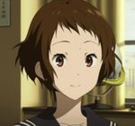  1girl animated animated_gif blush brown_eyes brown_hair eyes_closed hyouka ibara_mayaka lowres open_mouth school_uniform serious shaded_face short_hair smile solo 