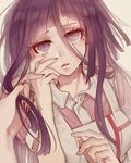  bad_id bad_pixiv_id crying danganronpa danganronpa_1 enoshima_junko inseki_tarou mole mole_under_eye nail_polish nurse purple_hair solo_focus spoilers super_danganronpa_2 tears tsumiki_mikan 