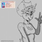 1:1 2025 3_horns 4chan 5_fingers anthro artist_name bikini black_and_white breasts cavemanon_studios ceratopsian cleavage clothed clothing dinosaur espectro111222 eyelashes eyes_closed facial_horn female fingers frill_(anatomy) gesture goodbye_volcano_high hair hand_gesture hi_res horn monochrome multi_horn nose_horn ornithischian prehistoric_species reptile scales scalie short_hair sketch smile snoot_game snout solo swimwear teeth text triceratops trish_(gvh) two-piece_swimsuit v_sign watermark wet wet_body wet_scales