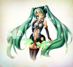  arthur_ko bad_id bad_pixiv_id bare_shoulders between_breasts breasts center_opening colorized covered_nipples green_eyes green_hair hatsune_miku hatsune_miku_(append) highres inaresi long_hair looking_at_viewer medium_breasts necktie one_eye_closed open_mouth smile solo twintails very_long_hair vocaloid vocaloid_append 