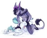 2025 4_toes 5_fingers anal anal_penetration animal_genitalia animal_penis anthro anthro_on_anthro anthro_penetrated anthro_penetrating anthro_penetrating_anthro beard bedroom_eyes black_hair blue_hair bodily_fluids canid canine canine_genitalia canine_penis claws ct cum cum_drip cumshot digital_media_(artwork) digitigrade doggystyle dripping duo ejaculation erection eyes_closed facial_hair feet fingers from_behind_position fur genital_fluids genitals hair hi_res horn kneeling knot leg_grab long_ears long_hair long_tail male male/male male_penetrated male_penetrating male_penetrating_male mammal mane mane_hair multicolored_body multicolored_fur narrowed_eyes open_mouth penetration penis purple_body purple_fur seductive sex signature simple_background small_penis striped_body striped_fur stripes tail tail_tuft toes tuft vernid white_body white_fur xliczkax