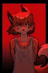 absurd_res animal_humanoid anthro beastkin_(gatobob) boyfriend_to_death canid canine cheek_markings cheek_tuft clothed clothing digital_media_(artwork) facial_markings facial_tuft femboy fluffy fluffy_ears fluffy_tail fox fur hair head_markings hi_res humanoid male mammal markings n3tsc4pe orange_eyes orange_hair red_background red_lighting ren_hana shirt simple_background solo tail tank_top topwear tuft visual_novel