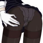  ass ass_focus bad_id bad_pixiv_id black_legwear close-up crotch_seam gloves lowres murakami_murako panties panties_under_pantyhose pantyhose thighband_pantyhose toono_mariko underwear uniform yuurei_ryokoudairiten_soul_mate_tourist 