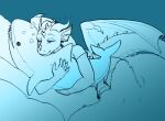 0ct0m0n0 ambiguous_gender anthro artist_name blahaj dragon ear_frill eyes_closed frill_(anatomy) head_spikes hi_res horn hug hugging_object hugging_plushie ikea membrane_(anatomy) membranous_wings monochrome mouth_closed mythological_creature mythological_scalie mythology plushie scalie simple_background sleeping solo spiked_tail spikes spikes_(anatomy) tail text wings