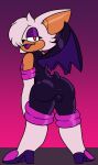 absurd_res armwear backsack balls bat bat_wings bulge bulge_from_behind chibitay clothed clothing dark_eyelids elbow_gloves footwear fully_clothed fur genitals gloves handwear hi_res high_heels legwear mammal membrane_(anatomy) membranous_wings rogue_the_bat_(nikkikaji) rouge_the_bat sega shoes skin_tight_suit sonic_the_hedgehog_(series) thigh_highs white_body white_fur wings